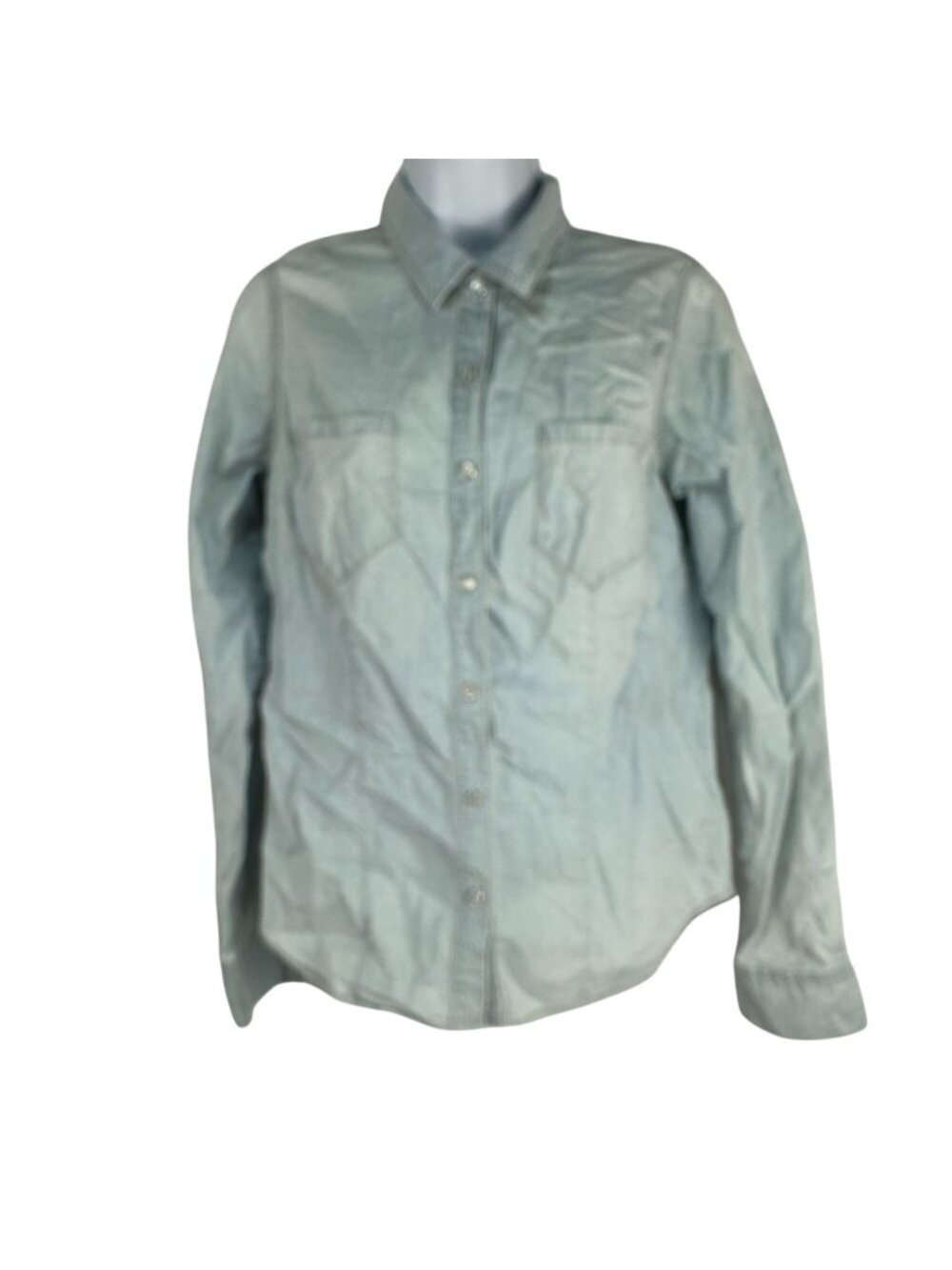 Mossimo Supply Co Womens Denim Button-Up Shirt M Light Blue Long Sleeves Casual